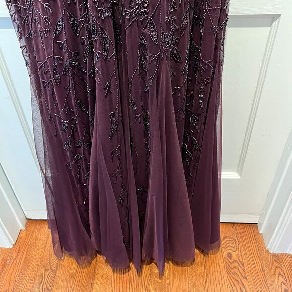 Formal Beaded Evening Gorgeous Wine color Full Lenght Gown - Picture 9 of 14